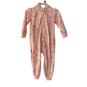 Carter's Sz 18 Mo. Child of Mine Girls Footed Sleeper Pink Bears Hoodie Ears